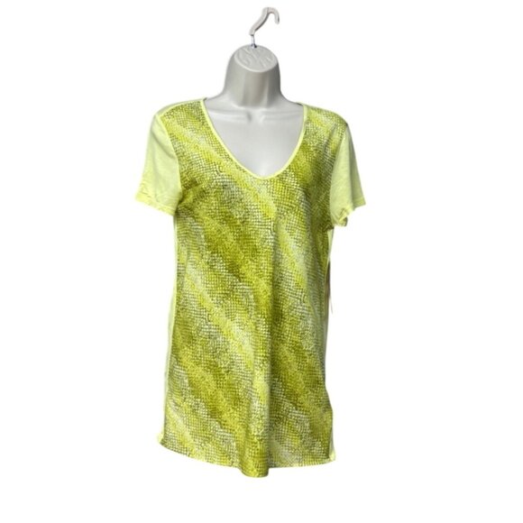 Calvin Klein Jeans Women's Mixed Media Print Block Swing Tee, Citrus Color - Picture 11 of 12